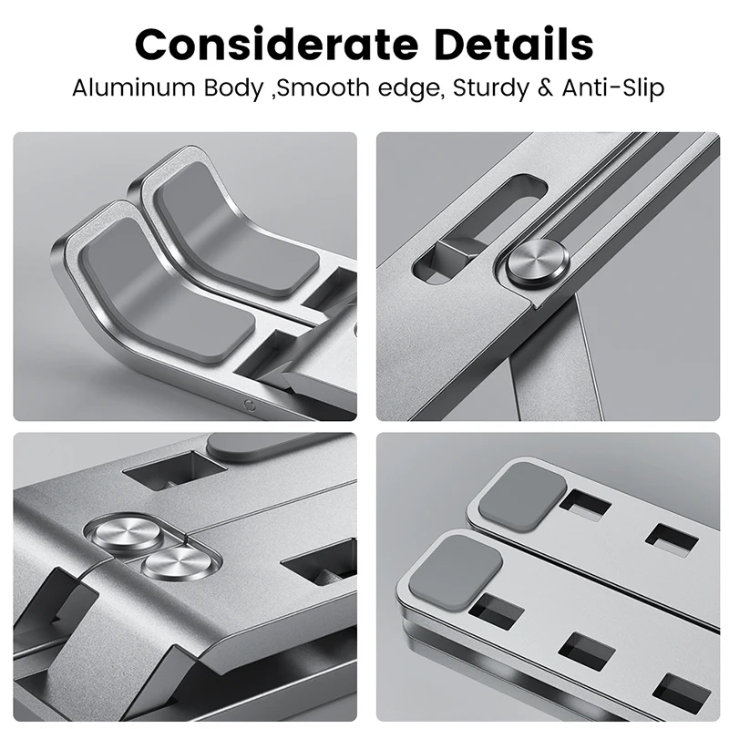 Aluminum Alloy Laptop Holder Stand Adjustable Foldable Portable for Notebook Computer Bracket Lifting Cooling Holder Non-slip - Image 4