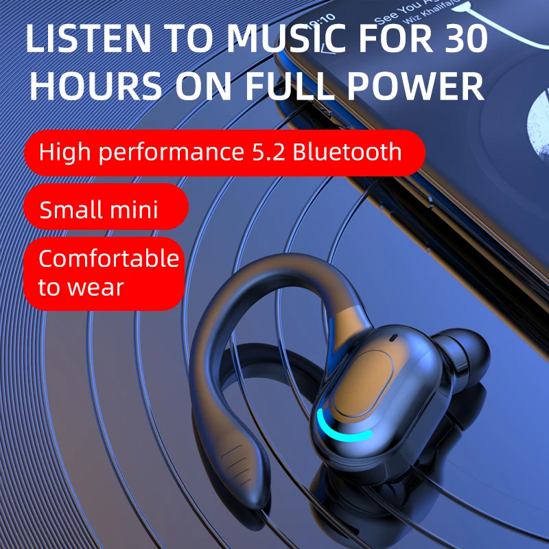 Bluetooth 5.2 Earphone Waterproof Wireless Headphones with Mic Mini Ear Hooks HiFi Stereo Music Earbuds for Phone - Image 5