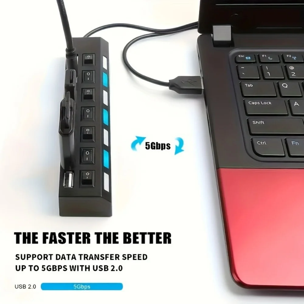 4/7 Port USB 2.0 Hub with Switch and LED High Speed Multi Splitter Expander Adapter For PC Laptop Desktop Computer Accessories - Image 15