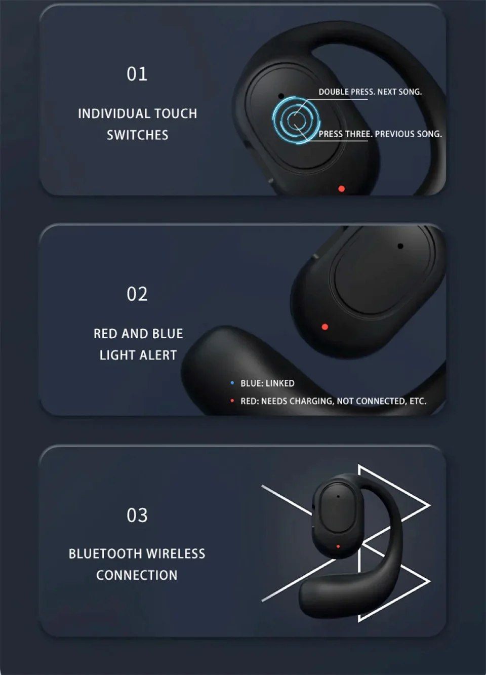 Wireless Headphones Bluetooth Headset With Microphone Bone Conduction Handsfree Noise Canceling Earphones For Driving Audifonos - Image 19