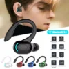 Bluetooth 5.2 Earphone Waterproof Wireless Headphones with Mic Mini Ear Hooks HiFi Stereo Music Earbuds for Phone