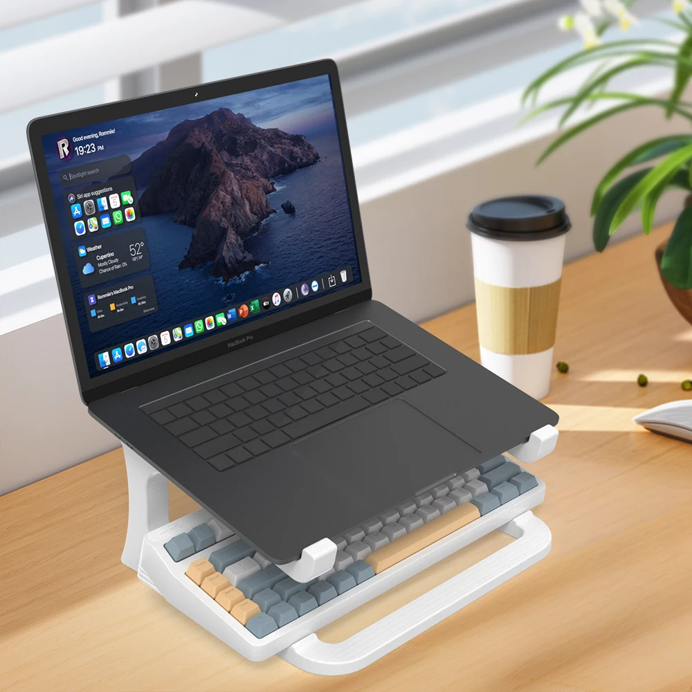 Ergonomic laptop stand with keyboard stand - portable desktop lift, suitable for MacBook, PC, tablet - sturdy - Image 2