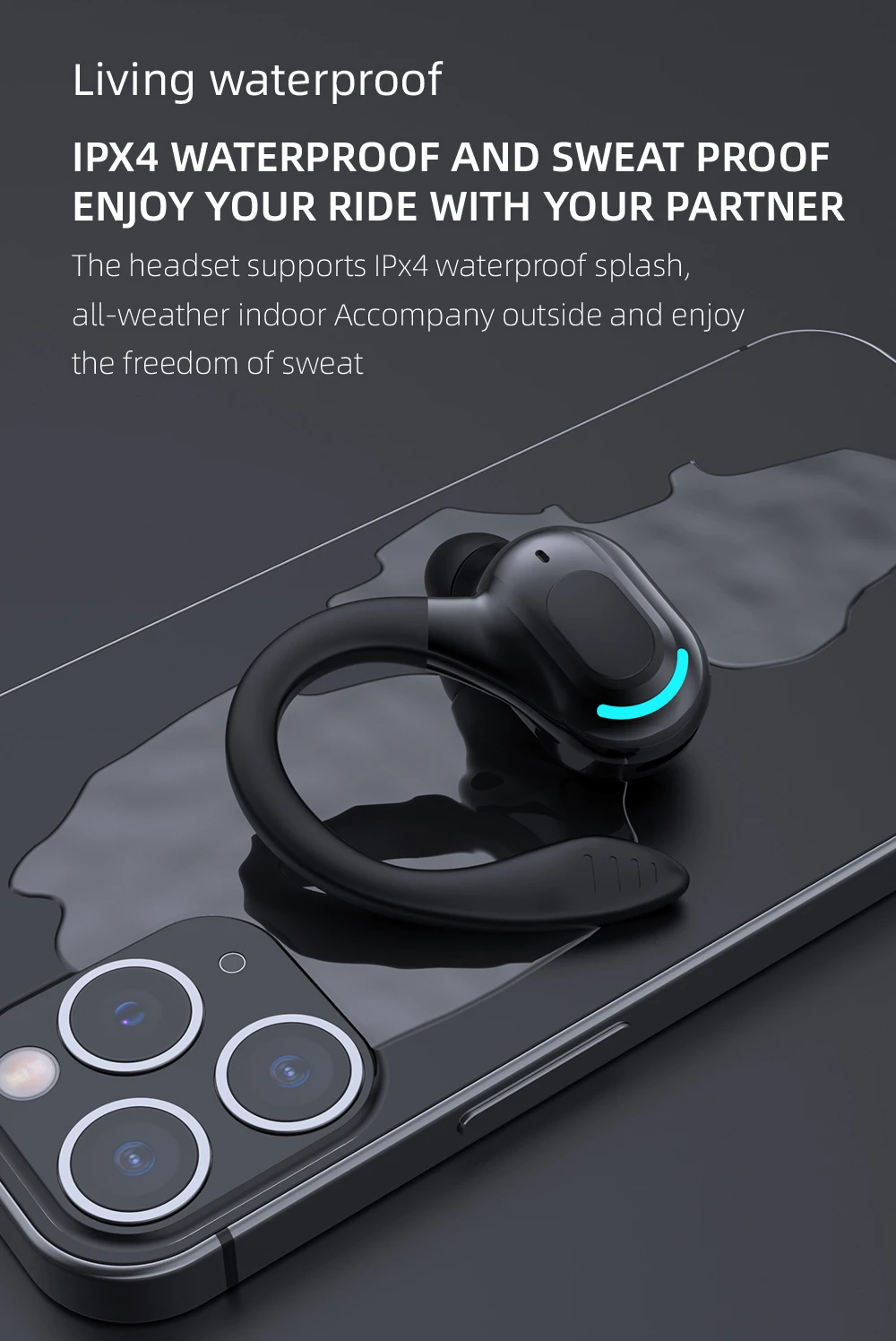 Bluetooth 5.2 Earphone Waterproof Wireless Headphones with Mic Mini Ear Hooks HiFi Stereo Music Earbuds for Phone - Image 24