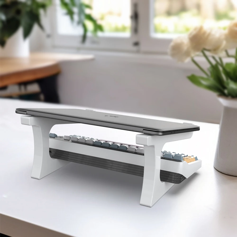 Ergonomic laptop stand with keyboard stand - portable desktop lift, suitable for MacBook, PC, tablet - sturdy - Image 3