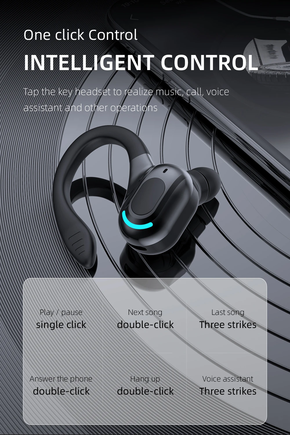 Bluetooth 5.2 Earphone Waterproof Wireless Headphones with Mic Mini Ear Hooks HiFi Stereo Music Earbuds for Phone - Image 22