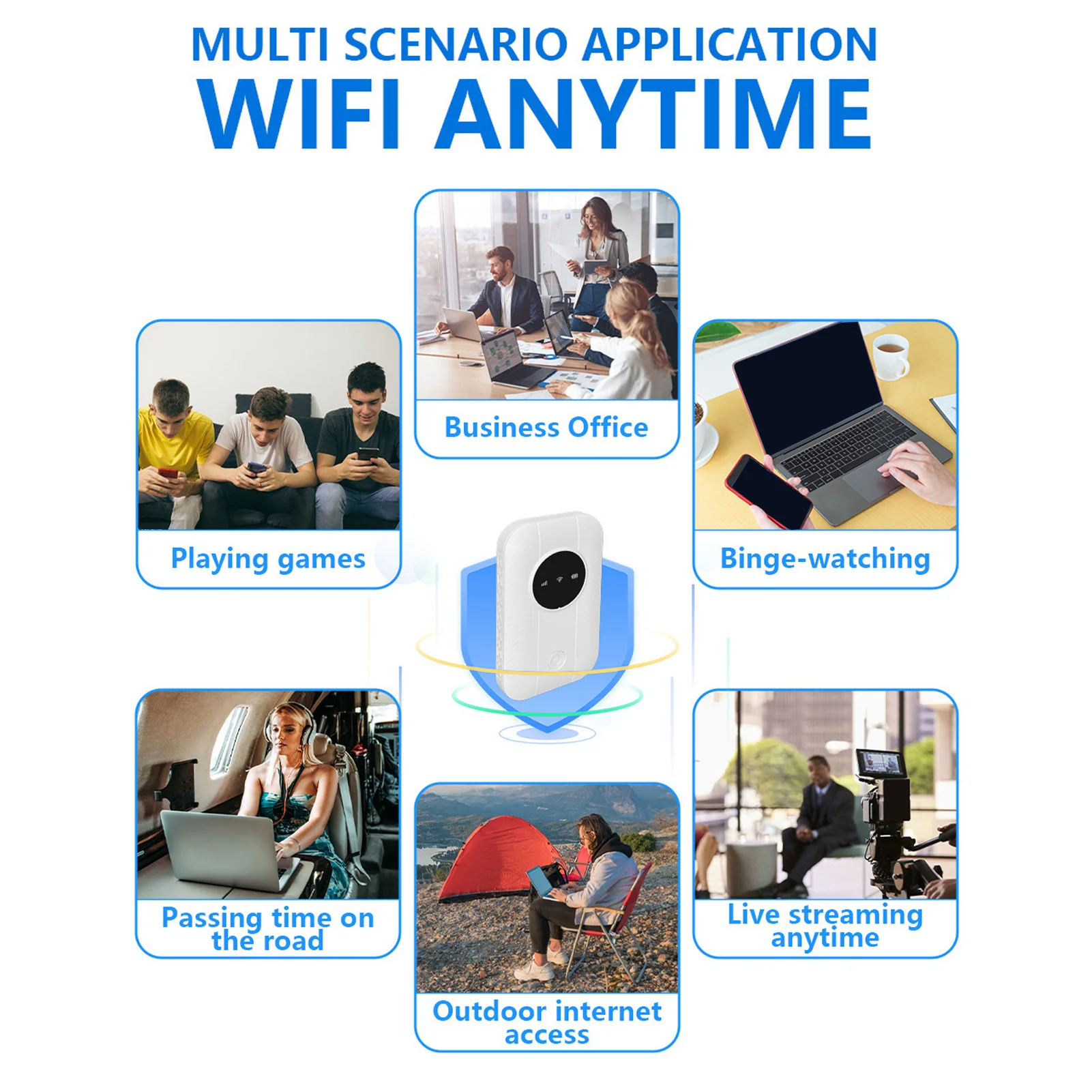 Portable 4G 5G Router with SIM Card Slot Durable 300Mbps Mobile Hotspot Connect Up to 10 Devices for Traveling Business Trips - Image 3
