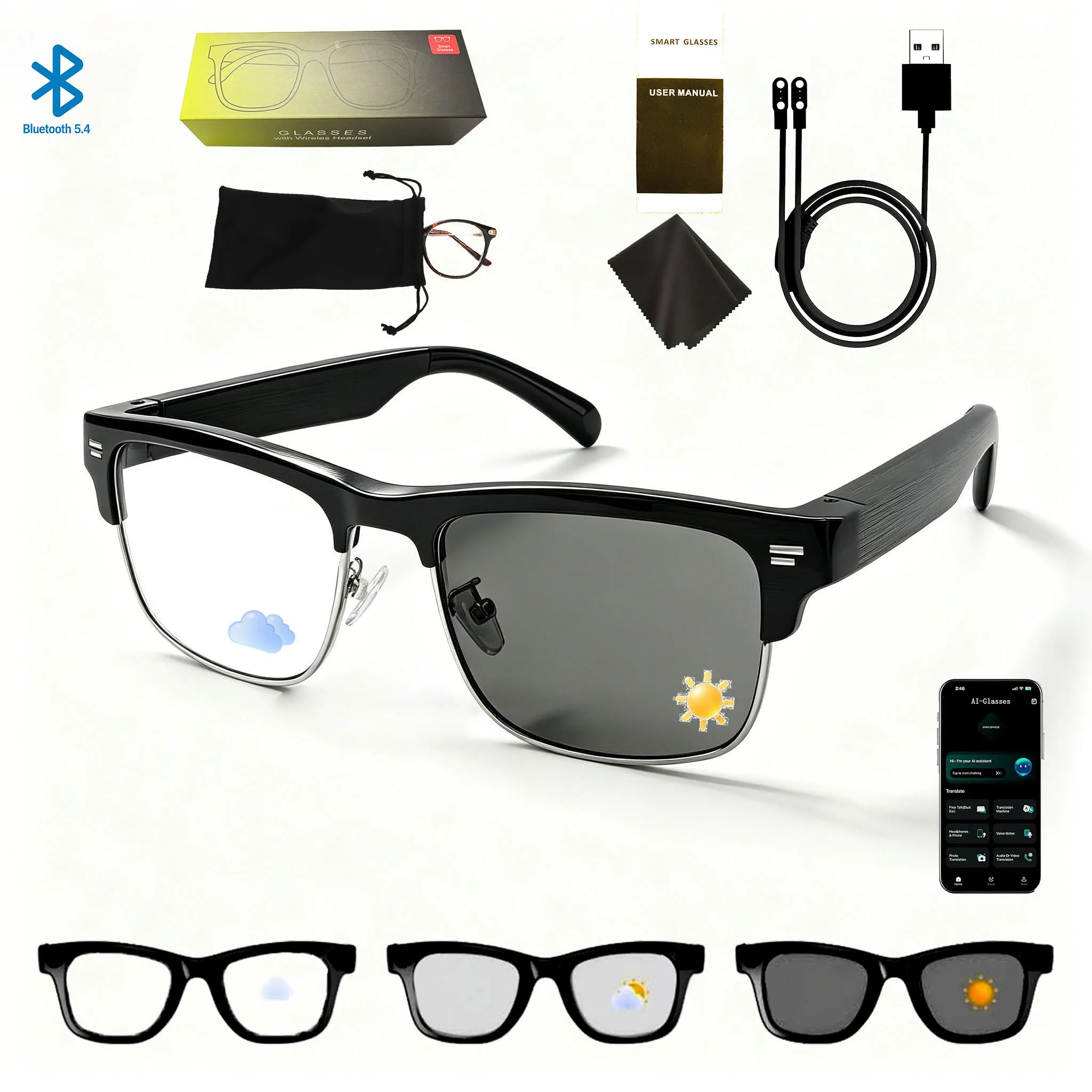 Smart Glasses Ultra-Light Playback Open-Ear Speakers Sunglasses Polarized Lens Smartglasses Bluetooth Glasses for Sports Travel - Image 9