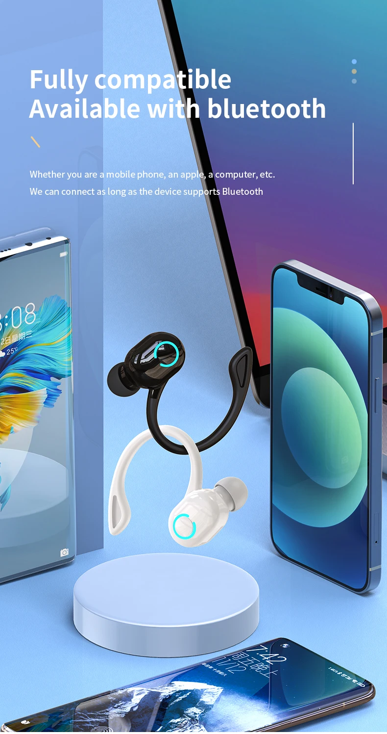 Wireless Bluetooth Earphones HIFI Bass With HD MIC Ear-Hook Earbuds Noise Cancelling Life Waterproof Game Sports Music Headsets - Image 27
