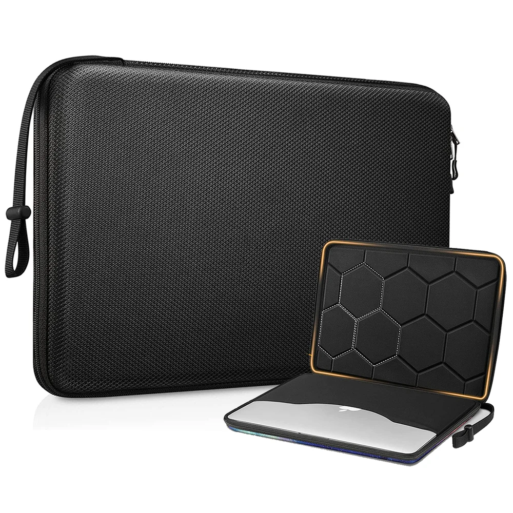 13 14 15.6 inch Laptop Sleeve Bag Shockproof Computer Bag Waterproof EVA Protective Carrying Case Black with Straps - Image 10