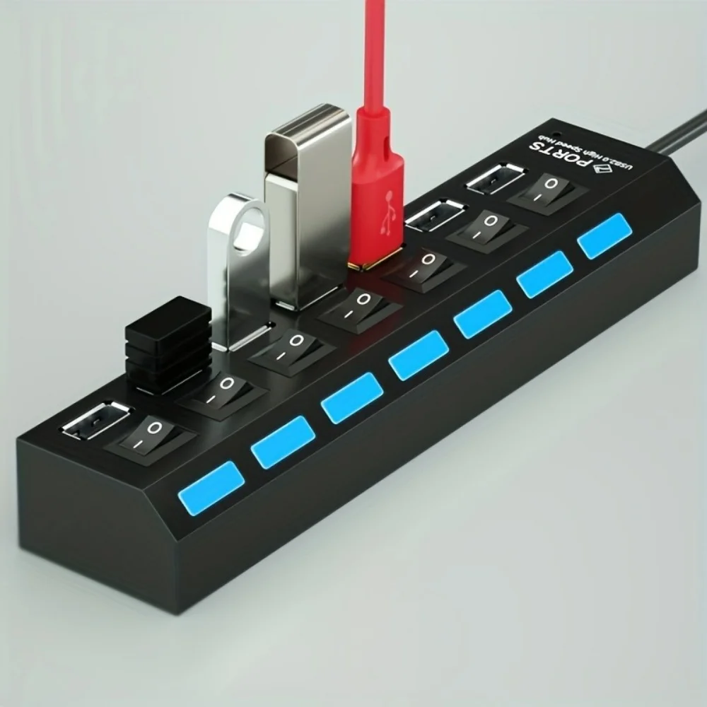 4/7 Port USB 2.0 Hub with Switch and LED High Speed Multi Splitter Expander Adapter For PC Laptop Desktop Computer Accessories - Image 13