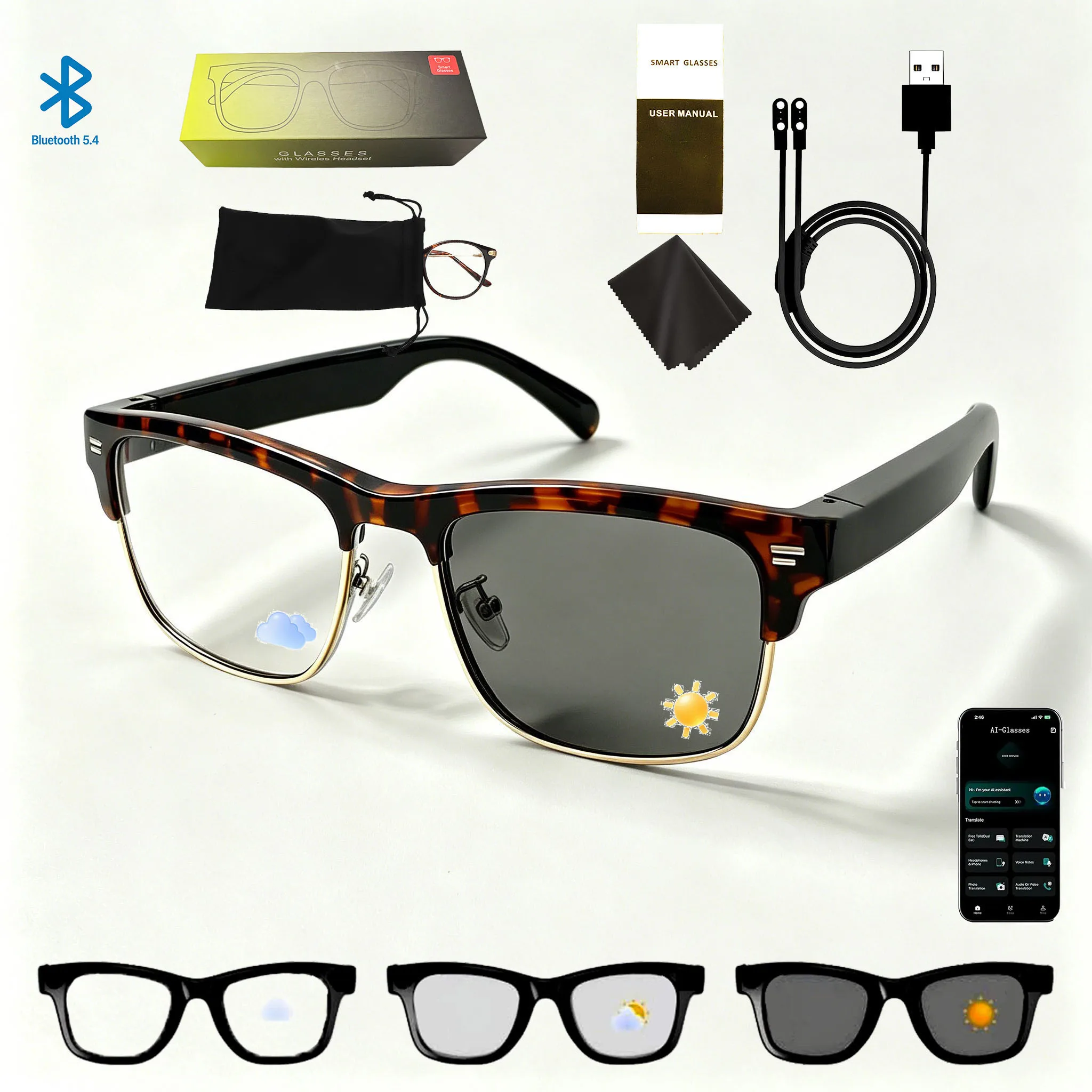 Smart Glasses Ultra-Light Playback Open-Ear Speakers Sunglasses Polarized Lens Smartglasses Bluetooth Glasses for Sports Travel - Image 8
