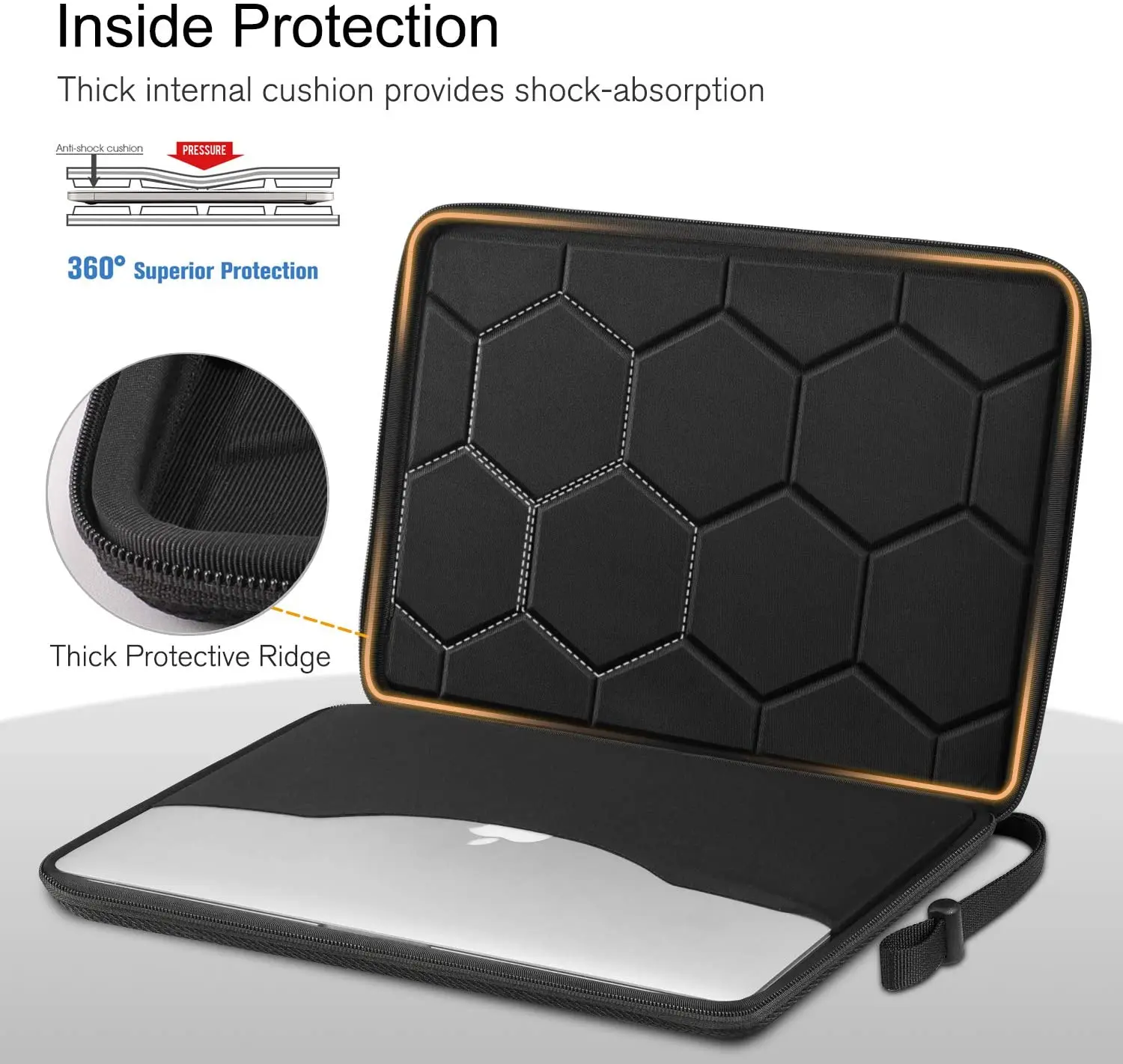 13 14 15.6 inch Laptop Sleeve Bag Shockproof Computer Bag Waterproof EVA Protective Carrying Case Black with Straps - Image 4