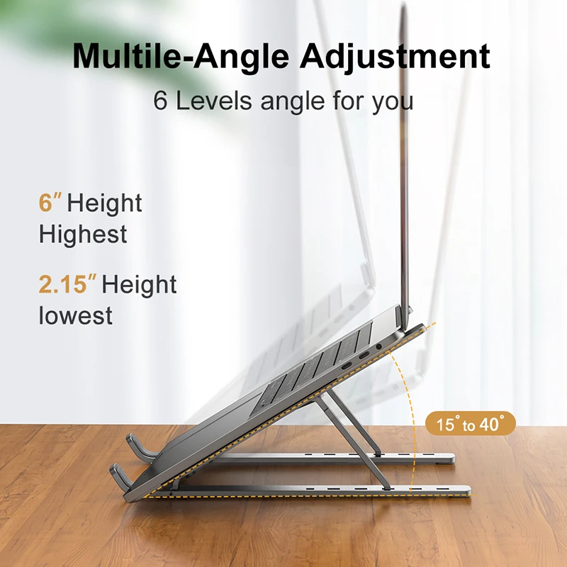 Aluminum Alloy Laptop Holder Stand Adjustable Foldable Portable for Notebook Computer Bracket Lifting Cooling Holder Non-slip - Image 3
