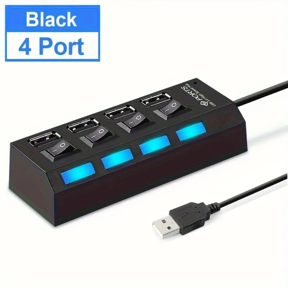 4/7 Port USB 2.0 Hub with Switch and LED High Speed Multi Splitter Expander Adapter For PC Laptop Desktop Computer Accessories - Image 8