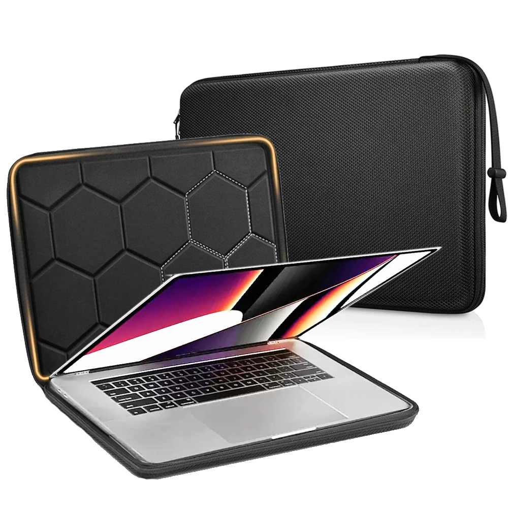 13 14 15.6 inch Laptop Sleeve Bag Shockproof Computer Bag Waterproof EVA Protective Carrying Case Black with Straps - Image 2