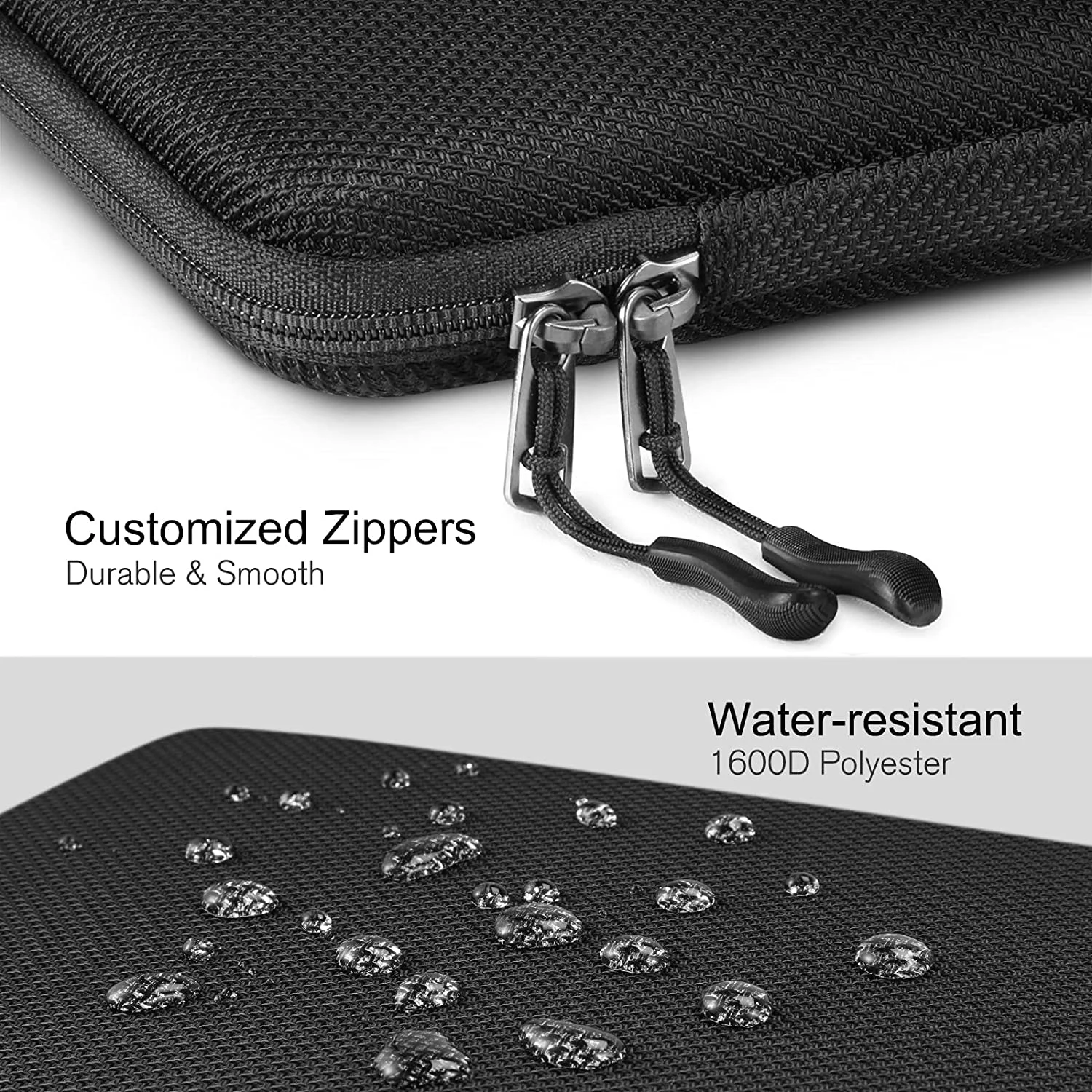 13 14 15.6 inch Laptop Sleeve Bag Shockproof Computer Bag Waterproof EVA Protective Carrying Case Black with Straps - Image 6