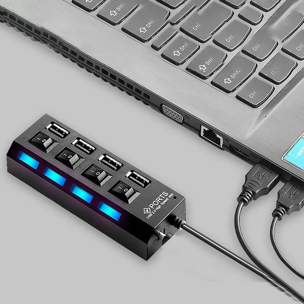 4/7 Port USB 2.0 Hub with Switch and LED High Speed Multi Splitter Expander Adapter For PC Laptop Desktop Computer Accessories - Image 16
