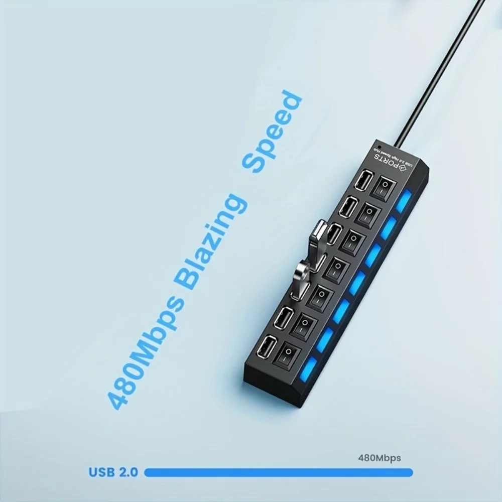 4/7 Port USB 2.0 Hub with Switch and LED High Speed Multi Splitter Expander Adapter For PC Laptop Desktop Computer Accessories - Image 18