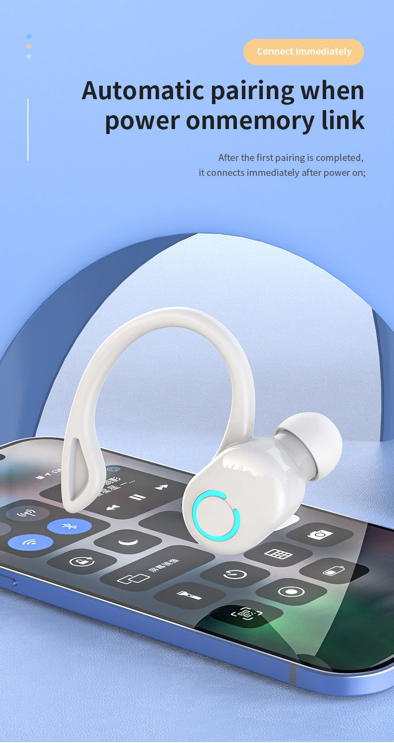 Wireless Bluetooth Earphones HIFI Bass With HD MIC Ear-Hook Earbuds Noise Cancelling Life Waterproof Game Sports Music Headsets - Image 23