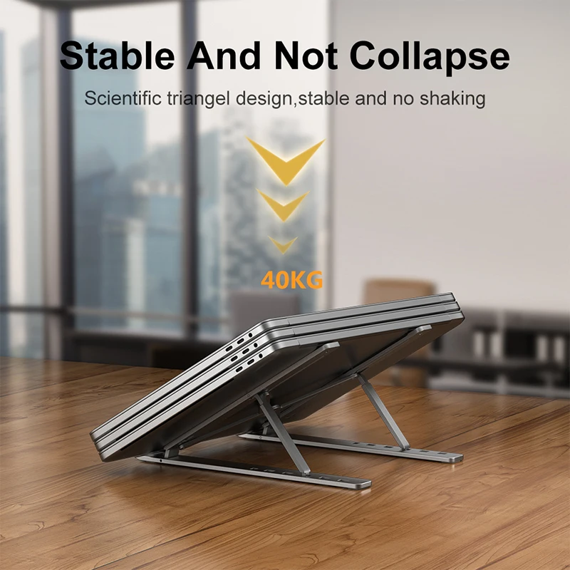 Aluminum Alloy Laptop Holder Stand Adjustable Foldable Portable for Notebook Computer Bracket Lifting Cooling Holder Non-slip - Image 6