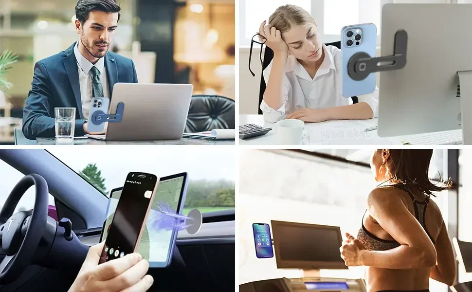 2026 Magnetic Laptop Phone Holder Computer Monitor Side Cell Phone Slim& Foldable For iPhone 14 13 12 Series Case and All Phone - Image 11