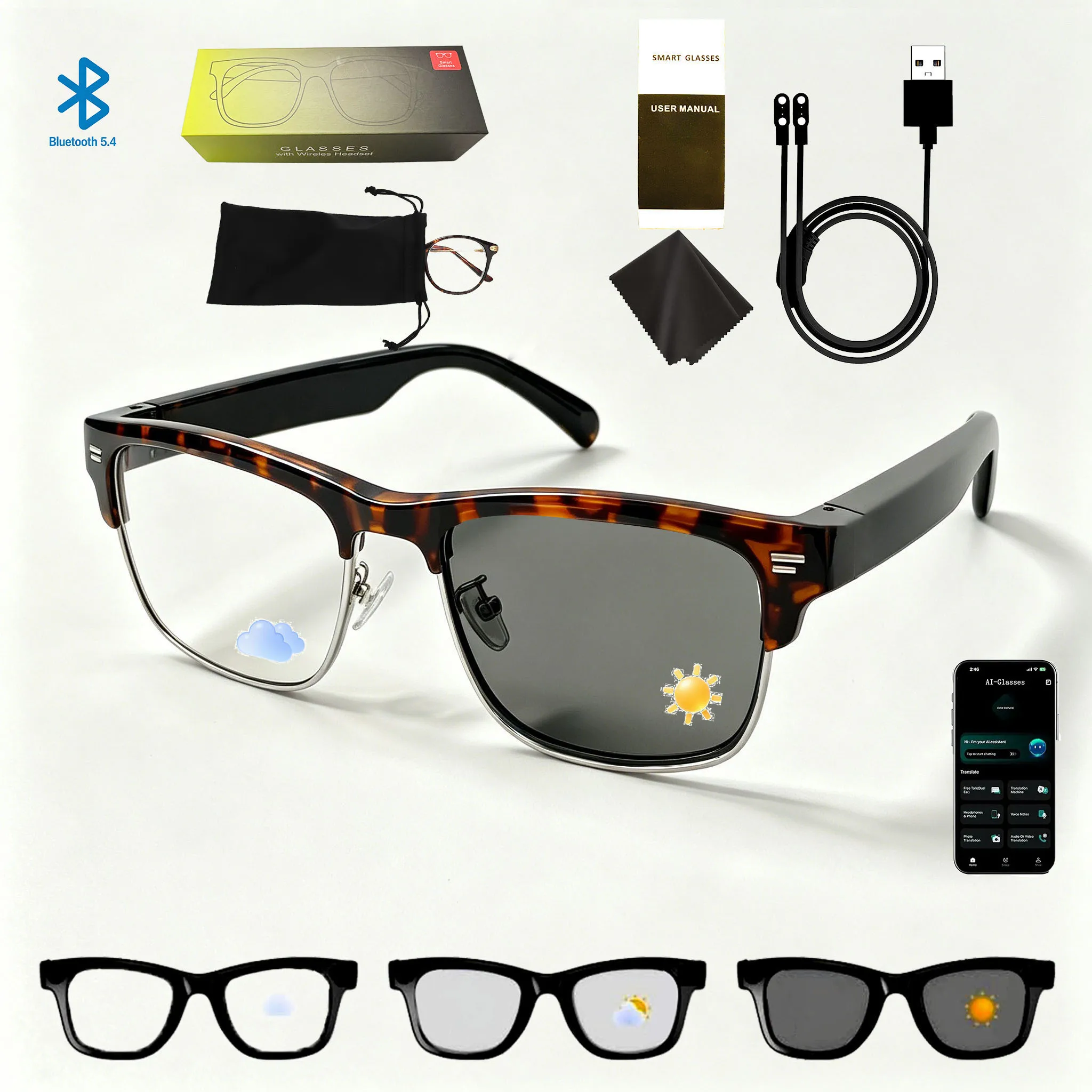 Smart Glasses Ultra-Light Playback Open-Ear Speakers Sunglasses Polarized Lens Smartglasses Bluetooth Glasses for Sports Travel - Image 7
