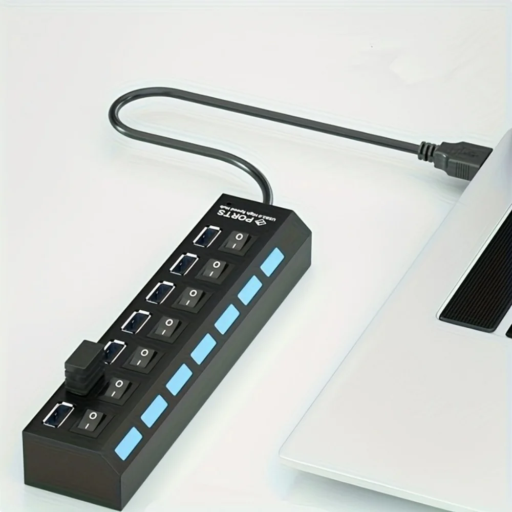4/7 Port USB 2.0 Hub with Switch and LED High Speed Multi Splitter Expander Adapter For PC Laptop Desktop Computer Accessories - Image 14