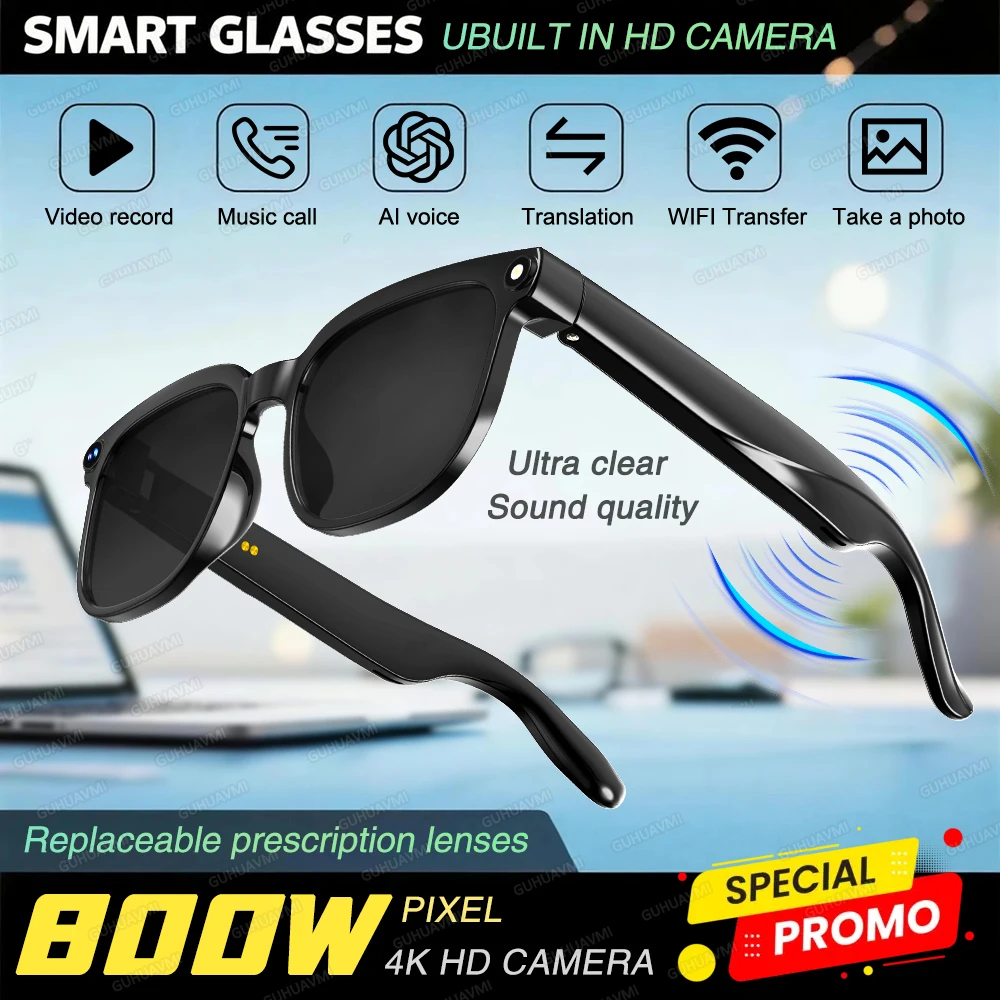 2026 New Smart AI Glasses 1080P HD Video Record Camera ChatGPT Bluetooth Call 32GB ROM Language Translation Music Sunglasses Men - Image 9