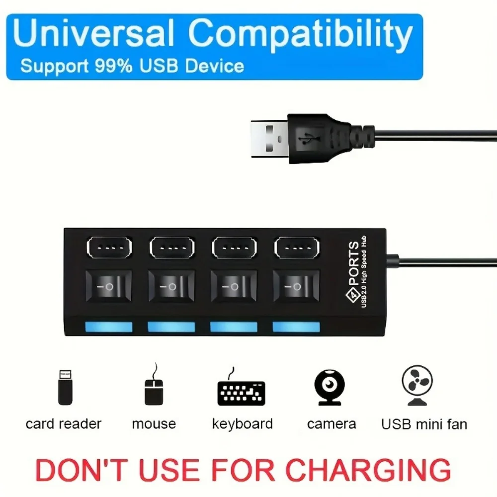4/7 Port USB 2.0 Hub with Switch and LED High Speed Multi Splitter Expander Adapter For PC Laptop Desktop Computer Accessories - Image 5