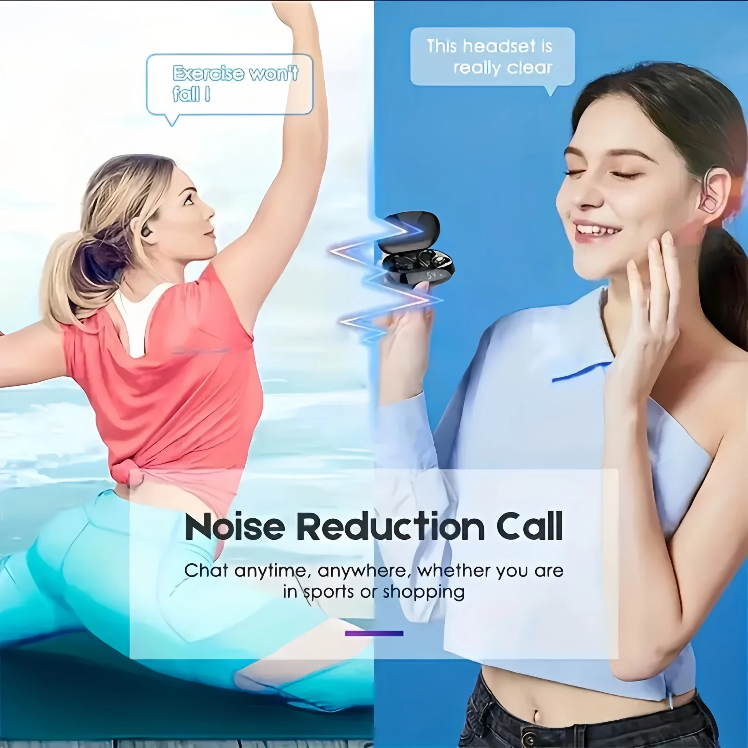 True Wireless Earbuds, Tws Headphones with Microphone, Sports Ear Clip Headphones, Stereo In-Ear Headphones with Led Display - Image 4