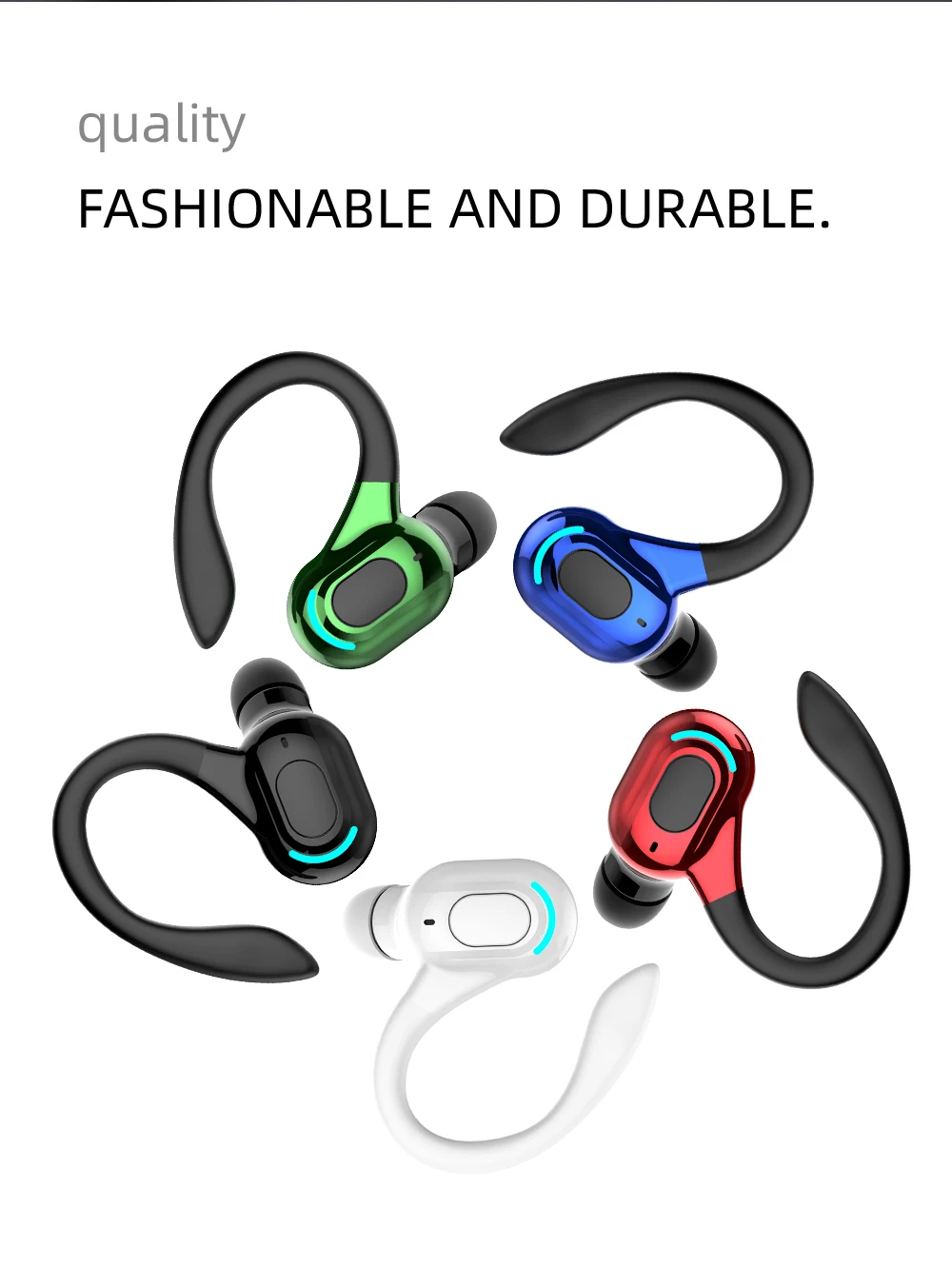 Bluetooth 5.2 Earphone Waterproof Wireless Headphones with Mic Mini Ear Hooks HiFi Stereo Music Earbuds for Phone - Image 25