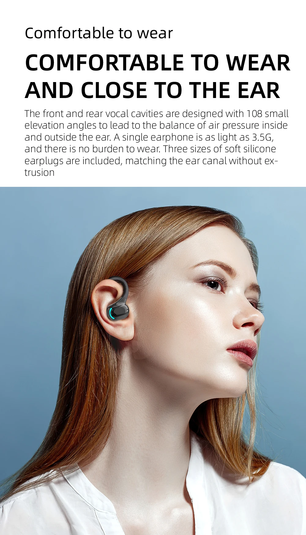 Bluetooth 5.2 Earphone Waterproof Wireless Headphones with Mic Mini Ear Hooks HiFi Stereo Music Earbuds for Phone - Image 17