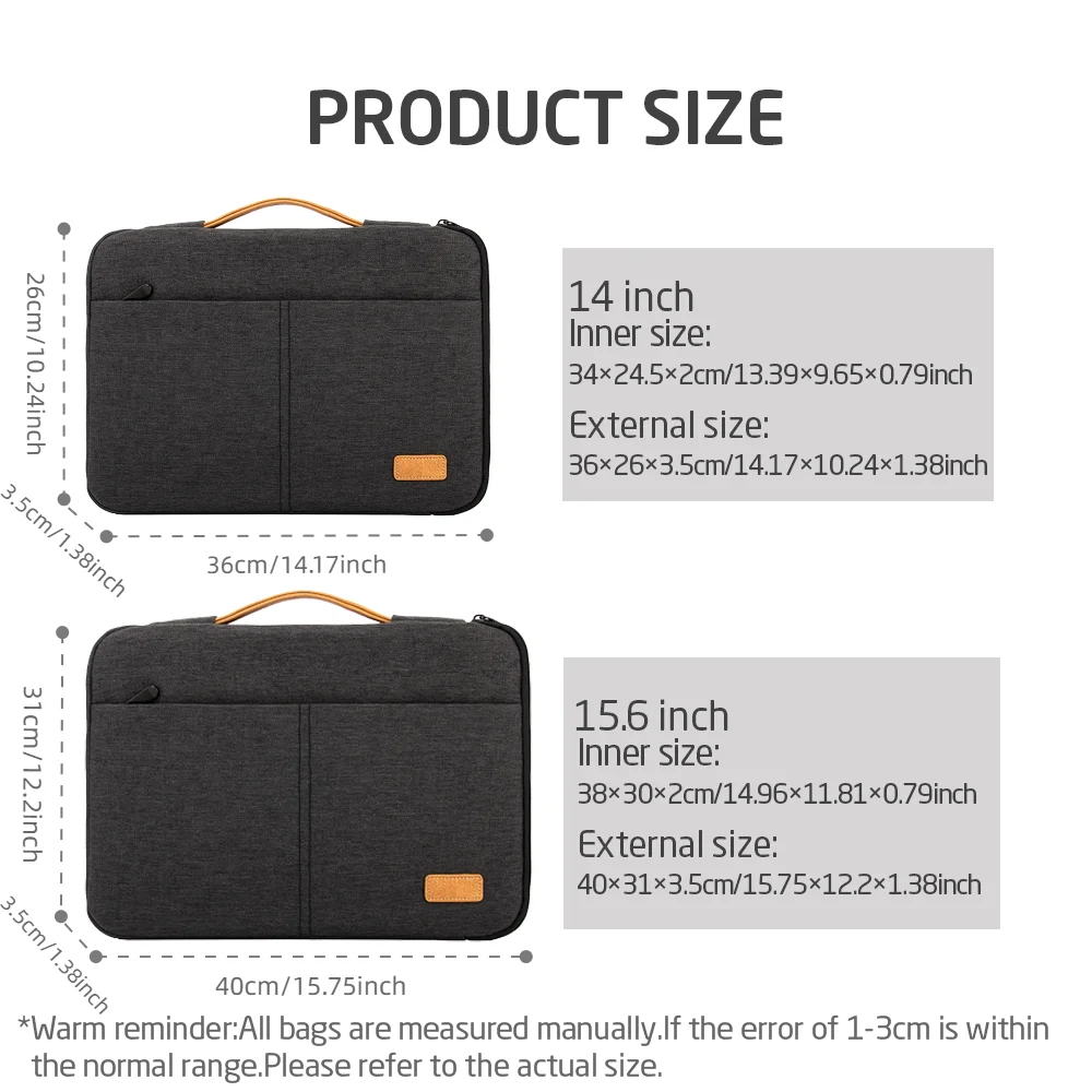 Laptop Sleeve Bag 14 15.6 Inch Notebook Pouch For Macbook HP Dell Acer Shockproof Computer Briefcase Travel Business Men Case - Image 2