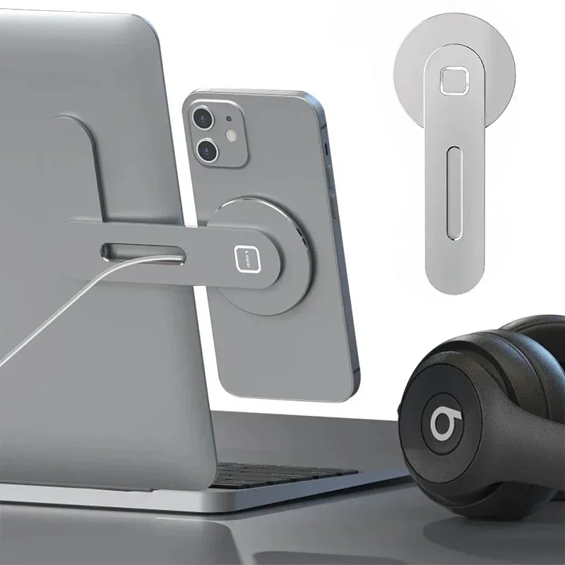 2026 Magnetic Laptop Phone Holder Computer Monitor Side Cell Phone Slim& Foldable For iPhone 14 13 12 Series Case and All Phone