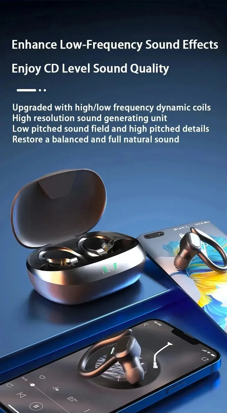Original Wireless Earphones Ture Wireless Earbuds Ear Hook Sports HiFI Stereo Waterproof Headset With Mic TWS Headphone - Image 12