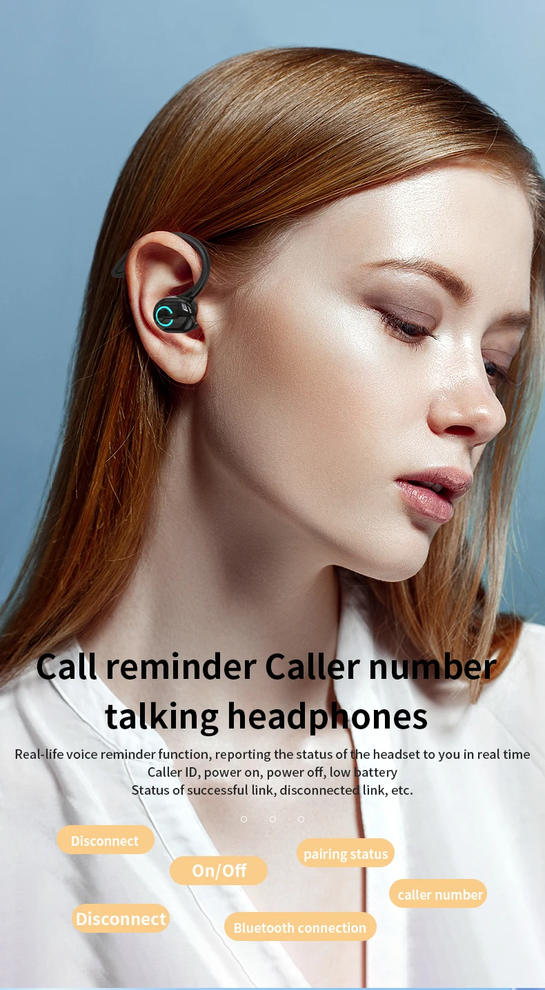 Wireless Bluetooth Earphones HIFI Bass With HD MIC Ear-Hook Earbuds Noise Cancelling Life Waterproof Game Sports Music Headsets - Image 21