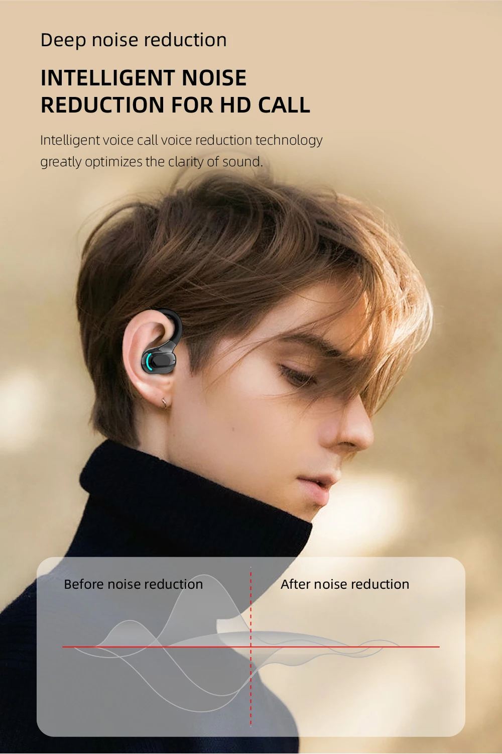 Bluetooth 5.2 Earphone Waterproof Wireless Headphones with Mic Mini Ear Hooks HiFi Stereo Music Earbuds for Phone - Image 19