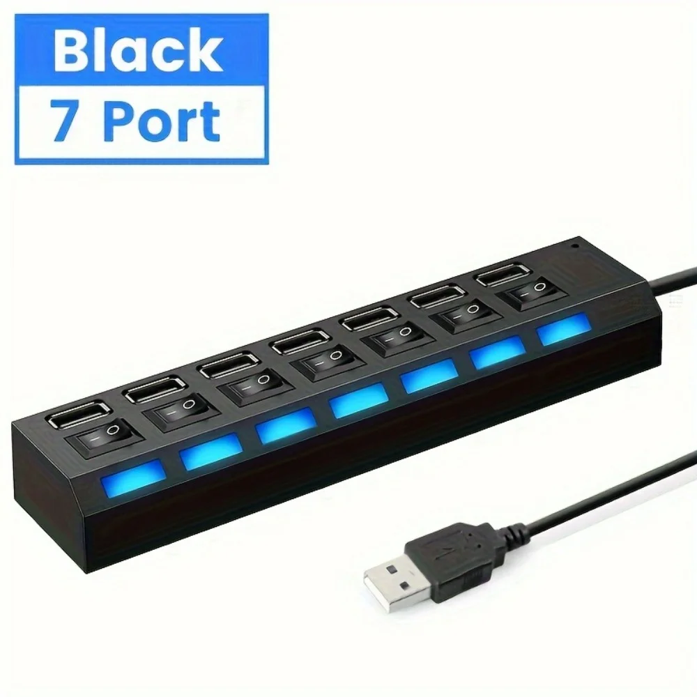 4/7 Port USB 2.0 Hub with Switch and LED High Speed Multi Splitter Expander Adapter For PC Laptop Desktop Computer Accessories - Image 10