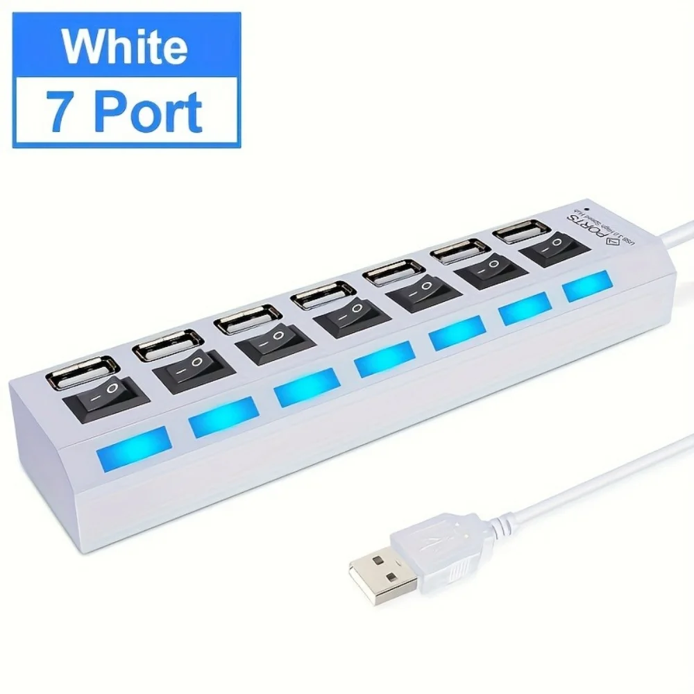 4/7 Port USB 2.0 Hub with Switch and LED High Speed Multi Splitter Expander Adapter For PC Laptop Desktop Computer Accessories - Image 9
