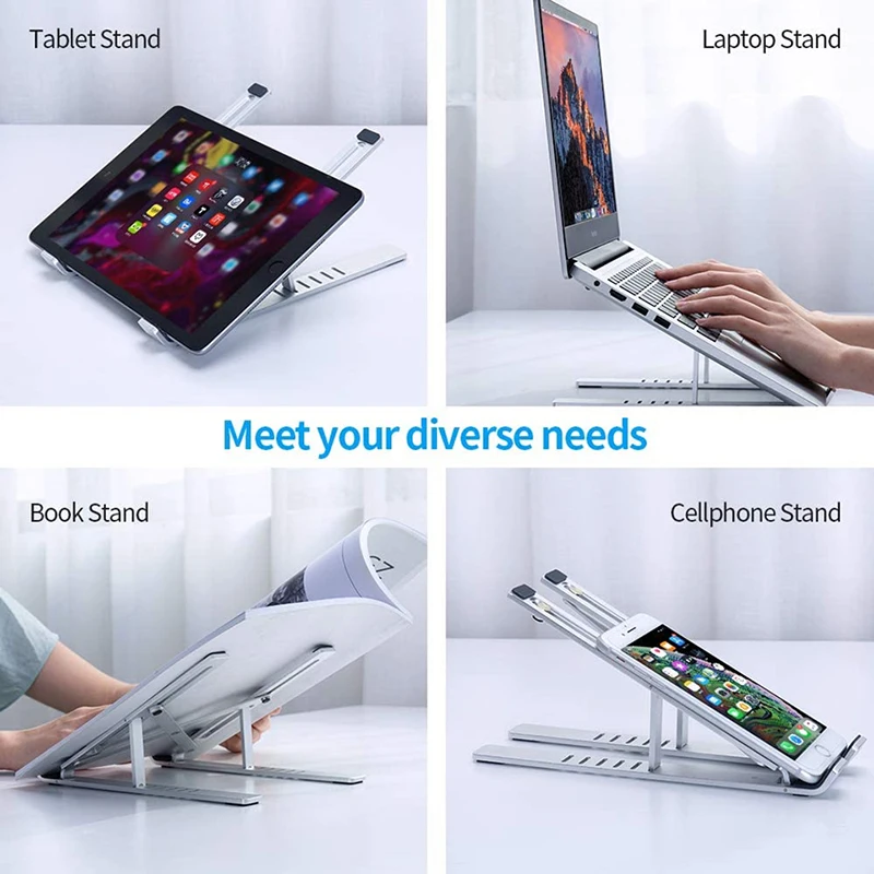 Aluminum Alloy Laptop Holder Stand Adjustable Foldable Portable for Notebook Computer Bracket Lifting Cooling Holder Non-slip - Image 12