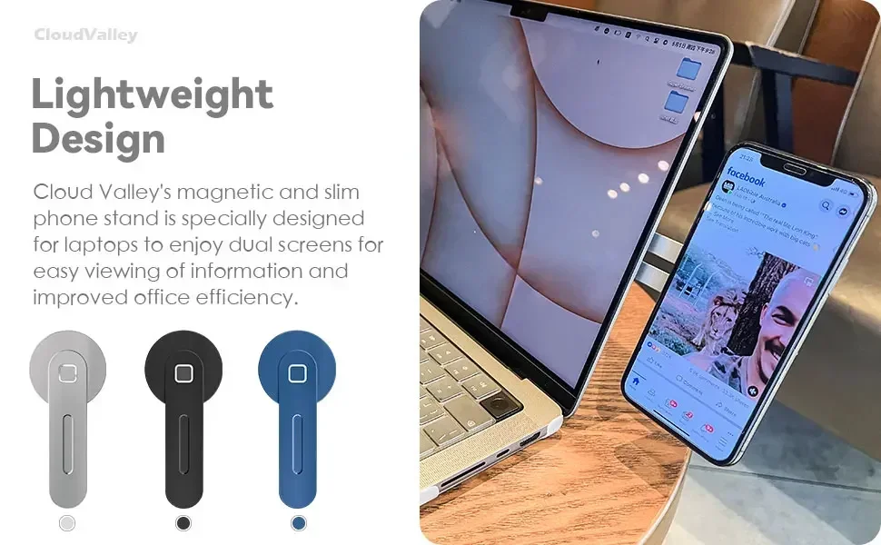 2026 Magnetic Laptop Phone Holder Computer Monitor Side Cell Phone Slim& Foldable For iPhone 14 13 12 Series Case and All Phone - Image 4