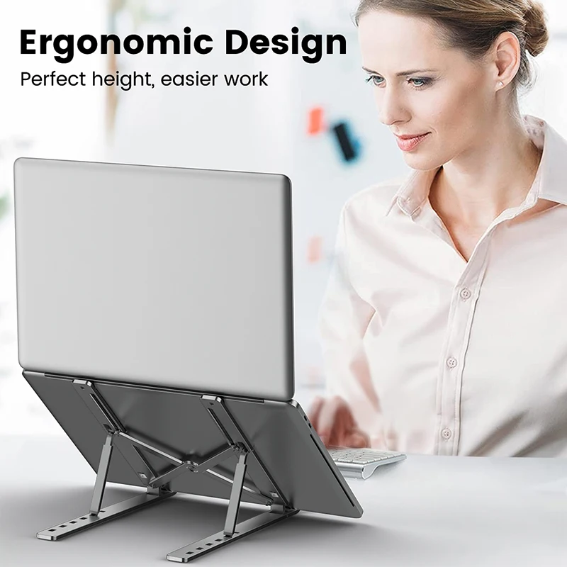 Aluminum Alloy Laptop Holder Stand Adjustable Foldable Portable for Notebook Computer Bracket Lifting Cooling Holder Non-slip - Image 2