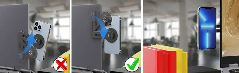 2026 Magnetic Laptop Phone Holder Computer Monitor Side Cell Phone Slim& Foldable For iPhone 14 13 12 Series Case and All Phone - Image 13