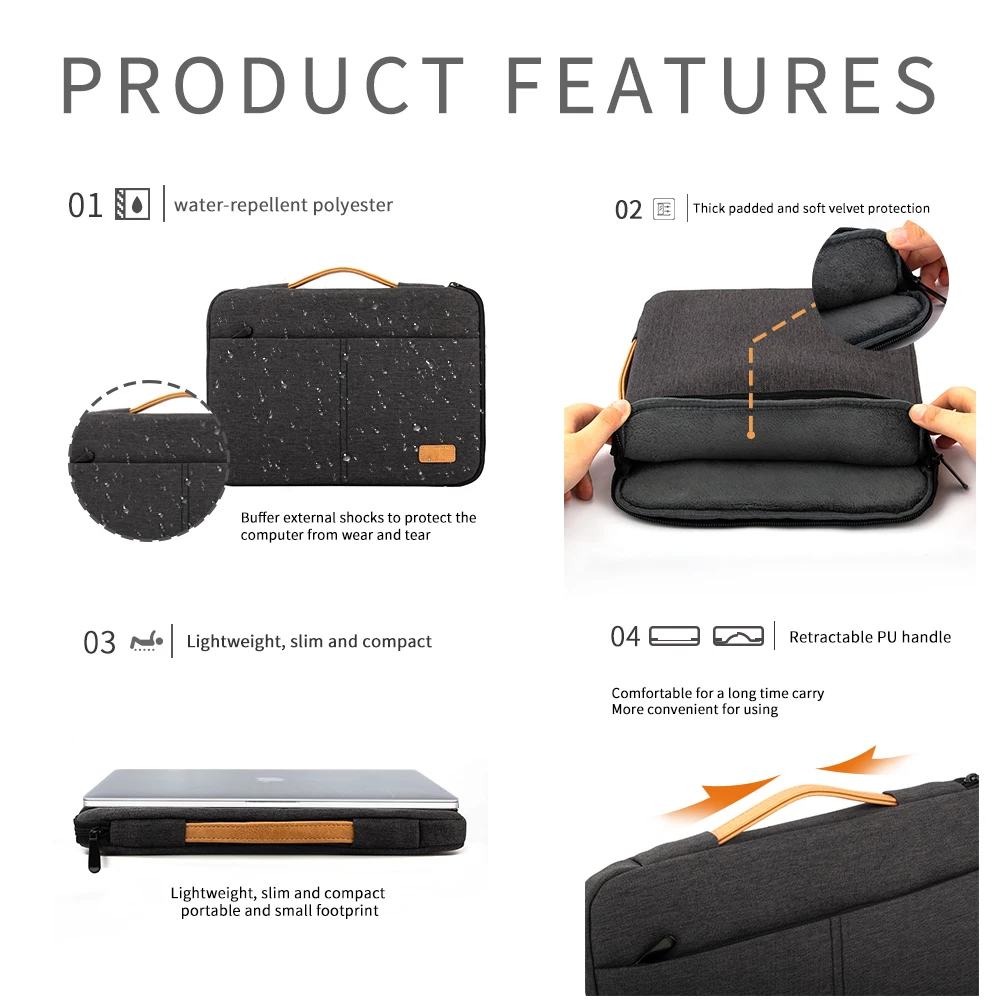 Laptop Sleeve Bag 14 15.6 Inch Notebook Pouch For Macbook HP Dell Acer Shockproof Computer Briefcase Travel Business Men Case - Image 14