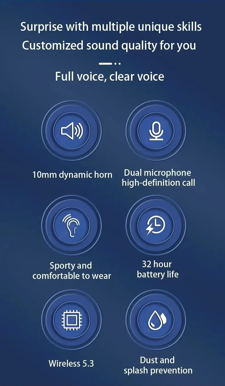 Original Wireless Earphones Ture Wireless Earbuds Ear Hook Sports HiFI Stereo Waterproof Headset With Mic TWS Headphone - Image 10