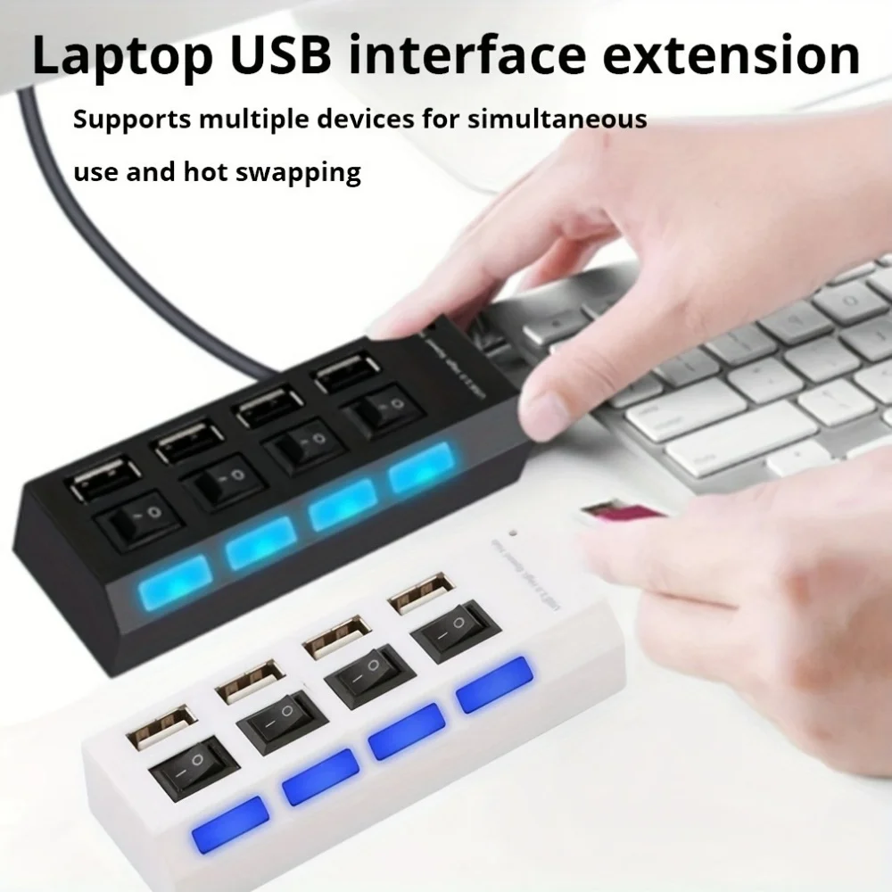 4/7 Port USB 2.0 Hub with Switch and LED High Speed Multi Splitter Expander Adapter For PC Laptop Desktop Computer Accessories - Image 2