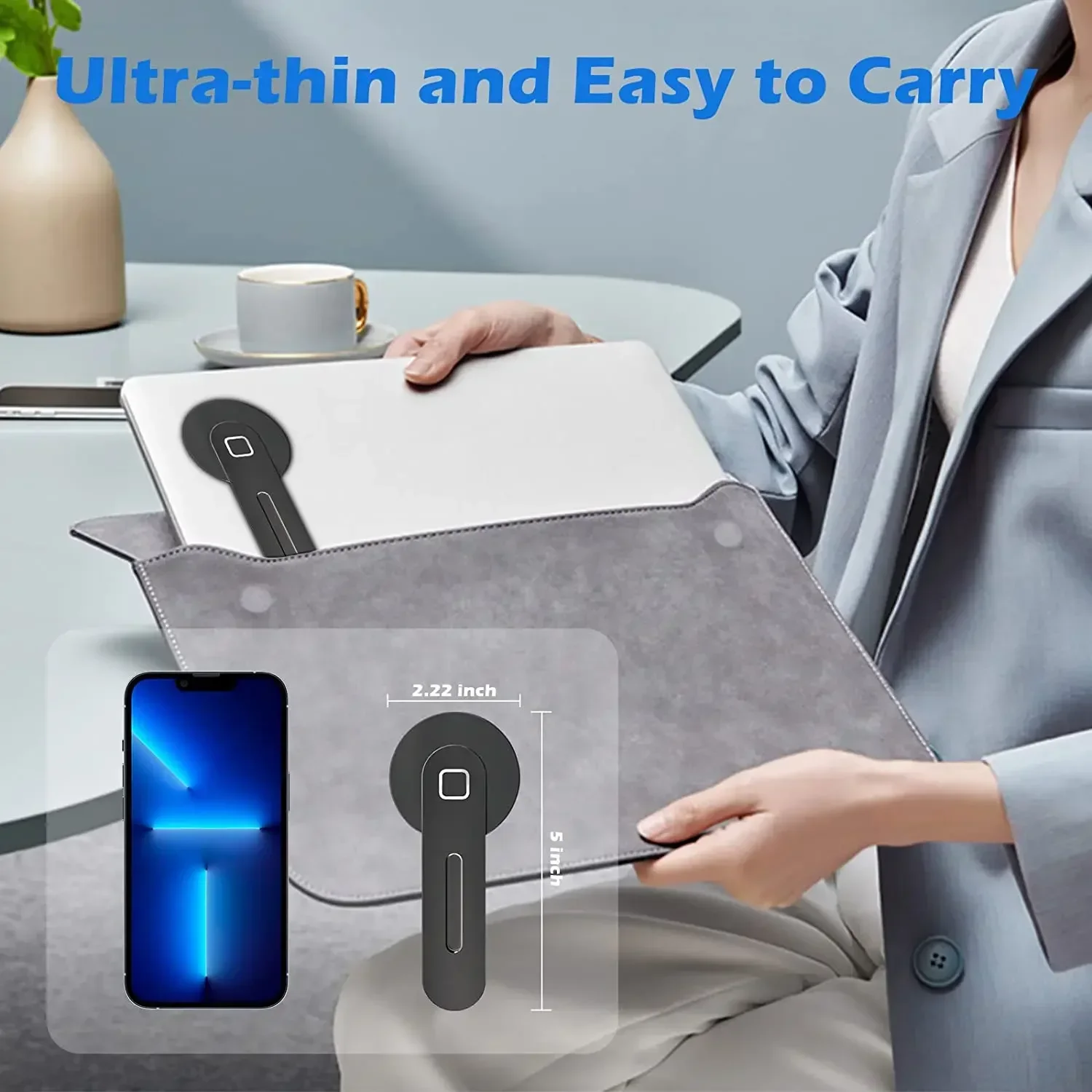2026 Magnetic Laptop Phone Holder Computer Monitor Side Cell Phone Slim& Foldable For iPhone 14 13 12 Series Case and All Phone - Image 6
