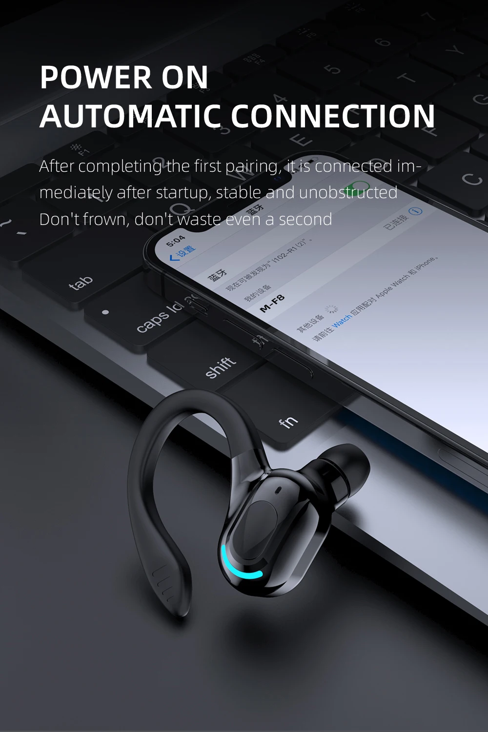 Bluetooth 5.2 Earphone Waterproof Wireless Headphones with Mic Mini Ear Hooks HiFi Stereo Music Earbuds for Phone - Image 23