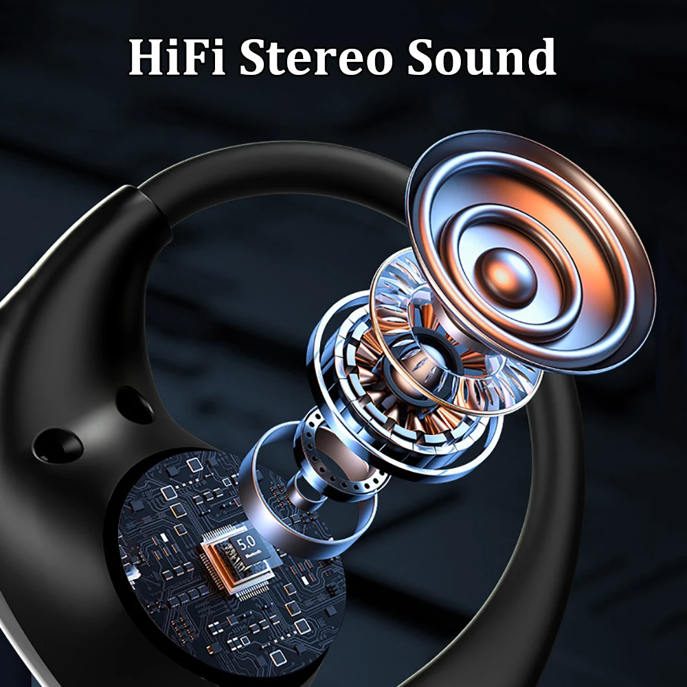Bluetooth 5.4 Ear Hook Headphones TWS Wireless Earphones HiFi Stereo Waterproof Headsets LED Display Long Standby Touch Earbuds - Image 6
