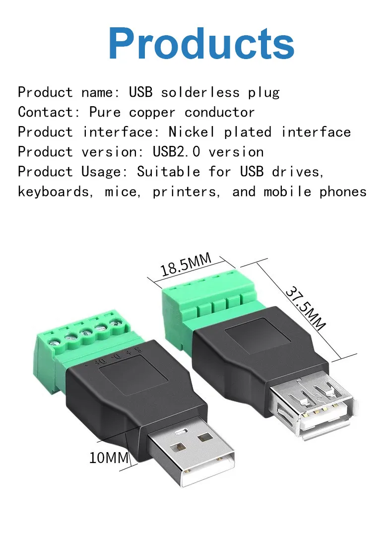 2PCS USB 2.0 solderless plug USB male female computer TV phone keyboard mouse connector USB plug - Image 11